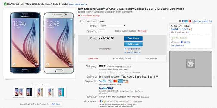 Fotografía - [Alerta Trato] Mejor Precio Sin embargo, en el Galaxy S6: Obtener Una LTE Modelo desbloqueado 32GB Por $ 469.99 Desde eBay
